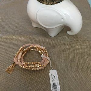 NY & Co. Pink & Gold Beads and Tassel Bracelet